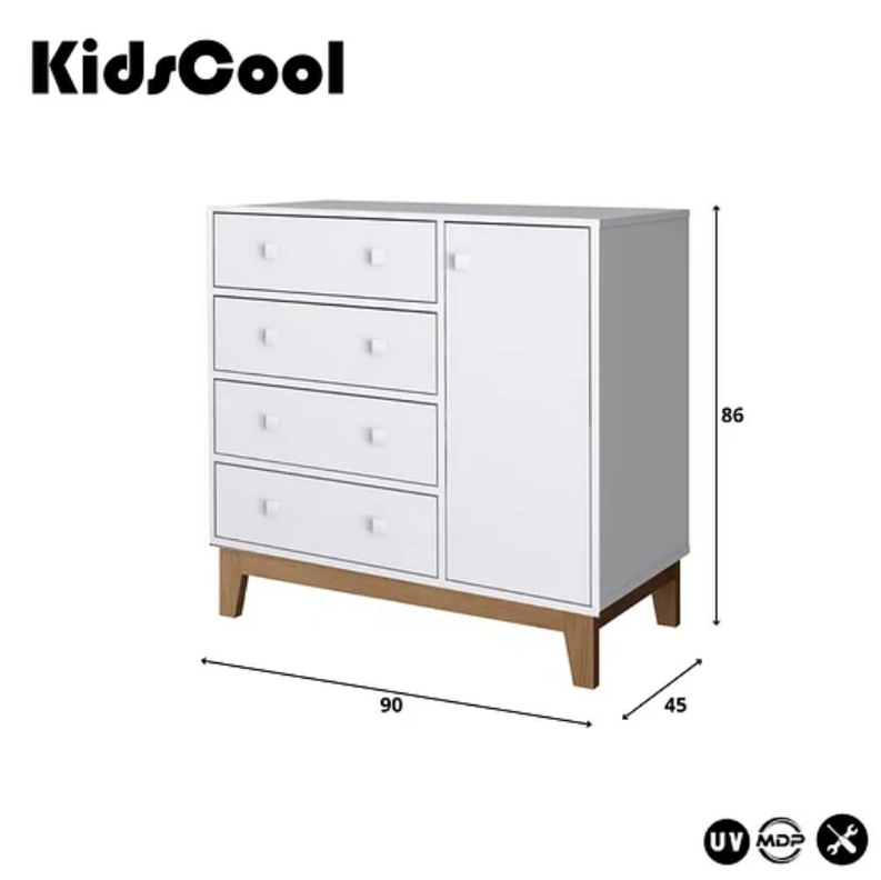 COMODA 4 CAJONES + PUERTA BLANCA RETRO HARMONY-4
