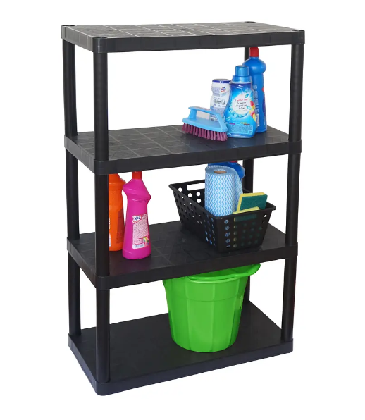 ESTANTE PLASTICO MULTIUSO 4 NIVELES NEGRO -1