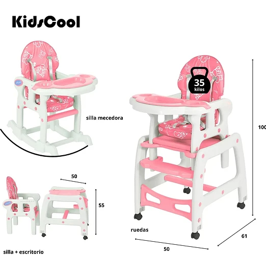 SILLA DE COMER NEW ROSADA 3 EN 1-3