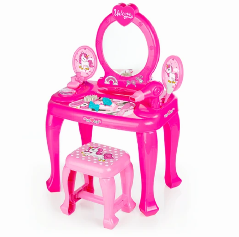 TOCADOR UNICORNIO ROSADO CON ACCESORIOS-0