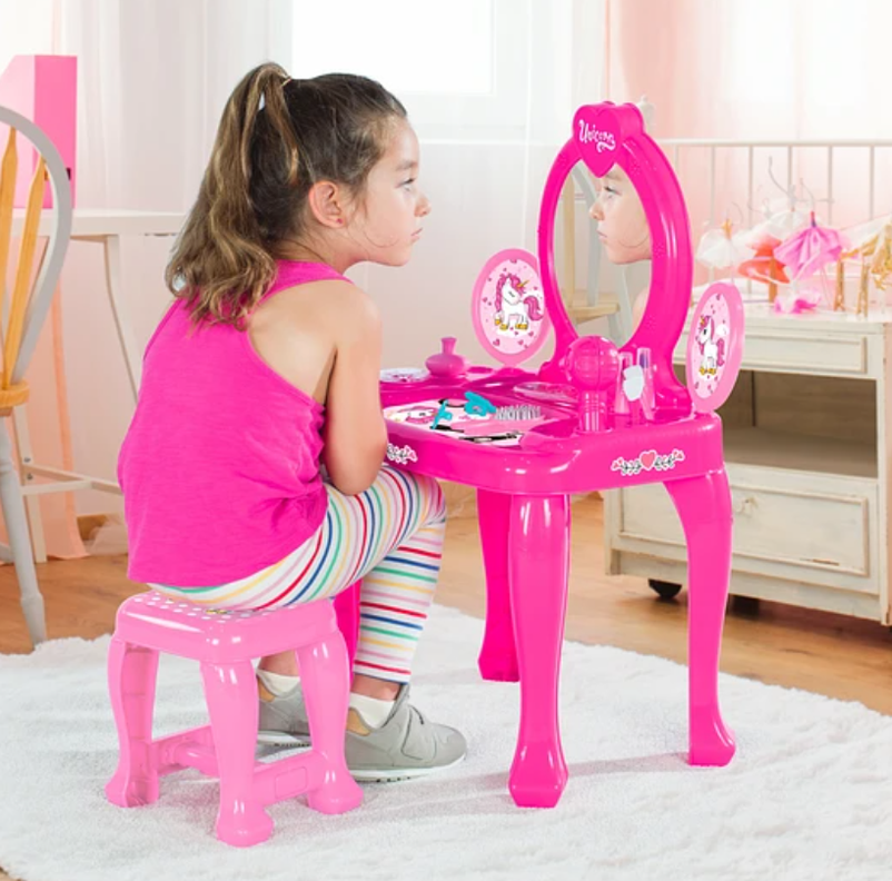 TOCADOR UNICORNIO ROSADO CON ACCESORIOS-2