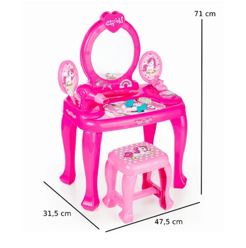 TOCADOR UNICORNIO ROSADO CON ACCESORIOS-3