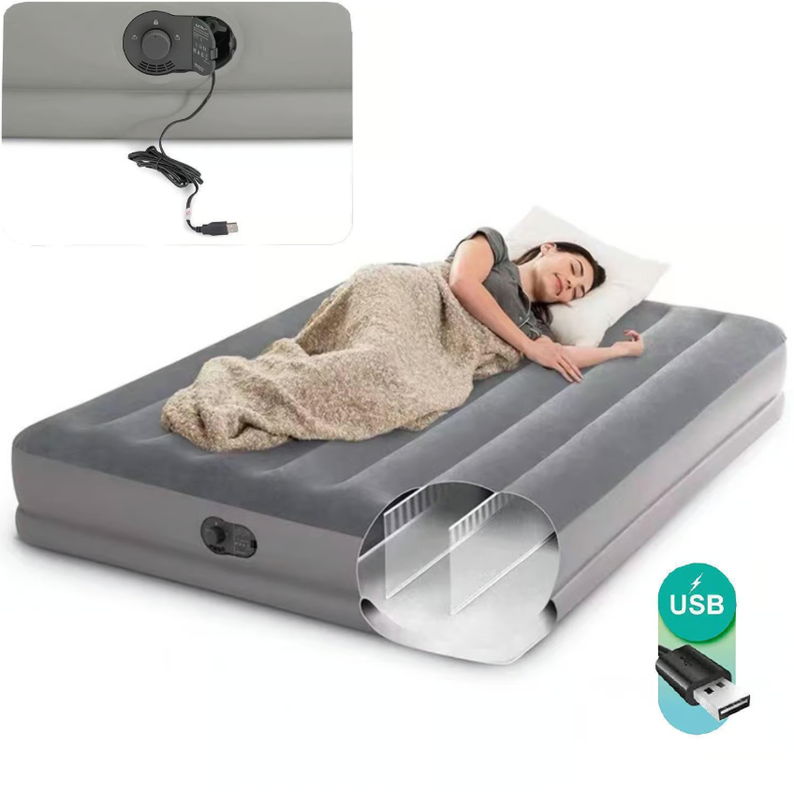 CAMA INFLABLE ELECTRICA GRIS USB 2 PL-3