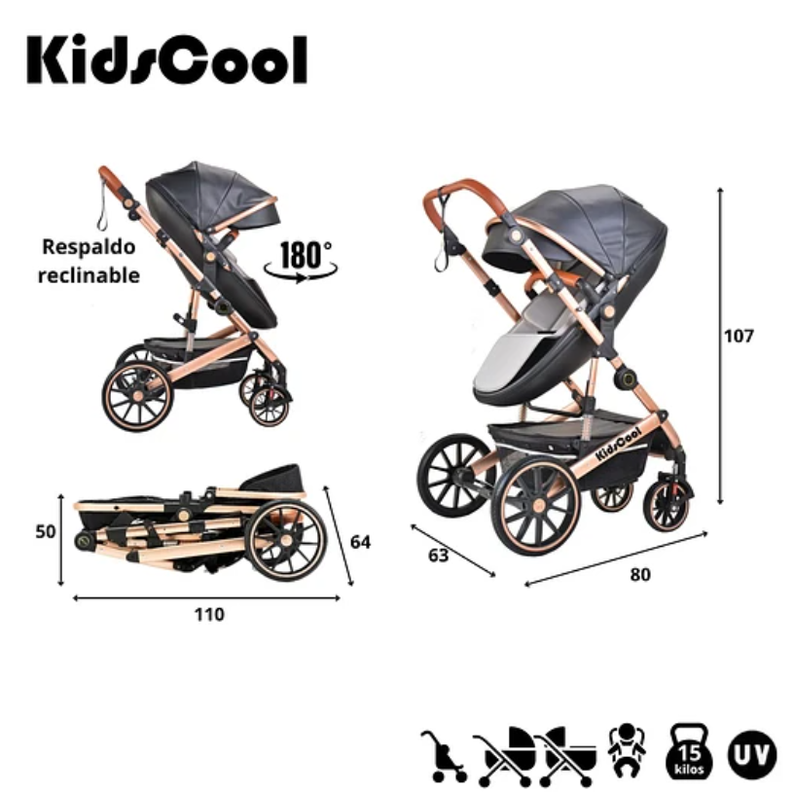 COCHE CUNA EGG 3 EN 1 KIDSCOOL NEGRO-3