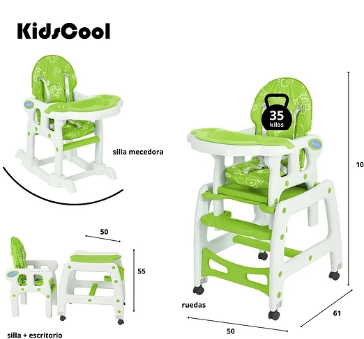 SILLA DE COMER NEW VERDE 3 EN 1-4