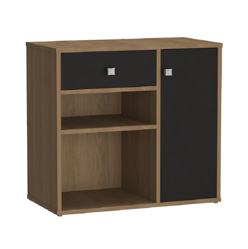 MUEBLE MULTIUSO CON PUERTA Y CAJÓN MIEL Y NEGRO RAVENA EMOVELL-0