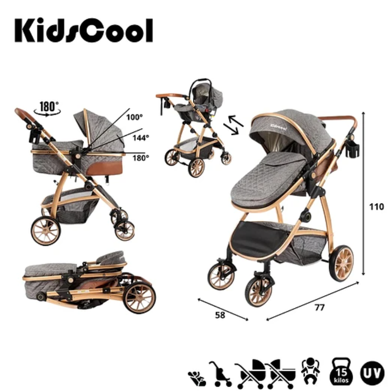 COCHE TRAVEL ELEGANCE 3 EN 1 GRIS-7
