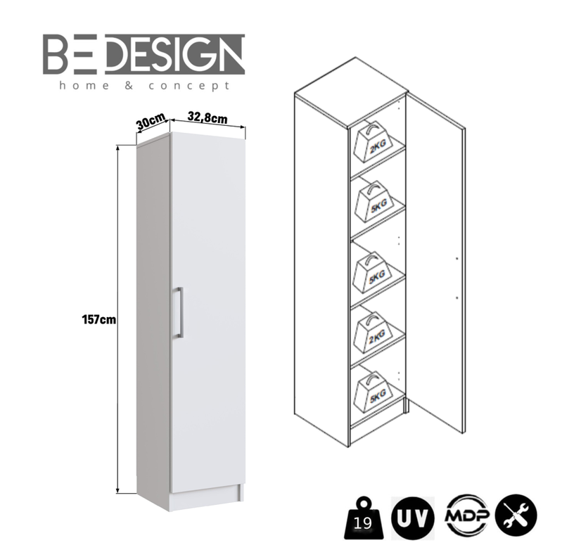 ESTANTE UNA PUERTA CON 5 ESPACIOS BLANCO LINEA SLIM-4