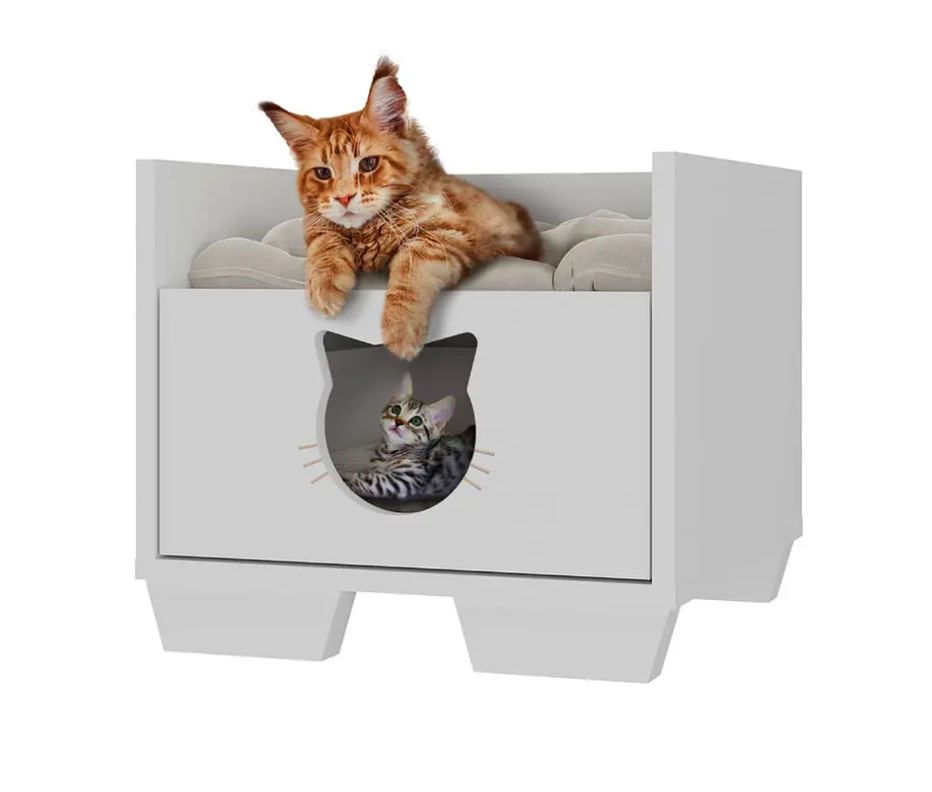 CAMA CAJONERA PETS GATITOS BLANCA-0