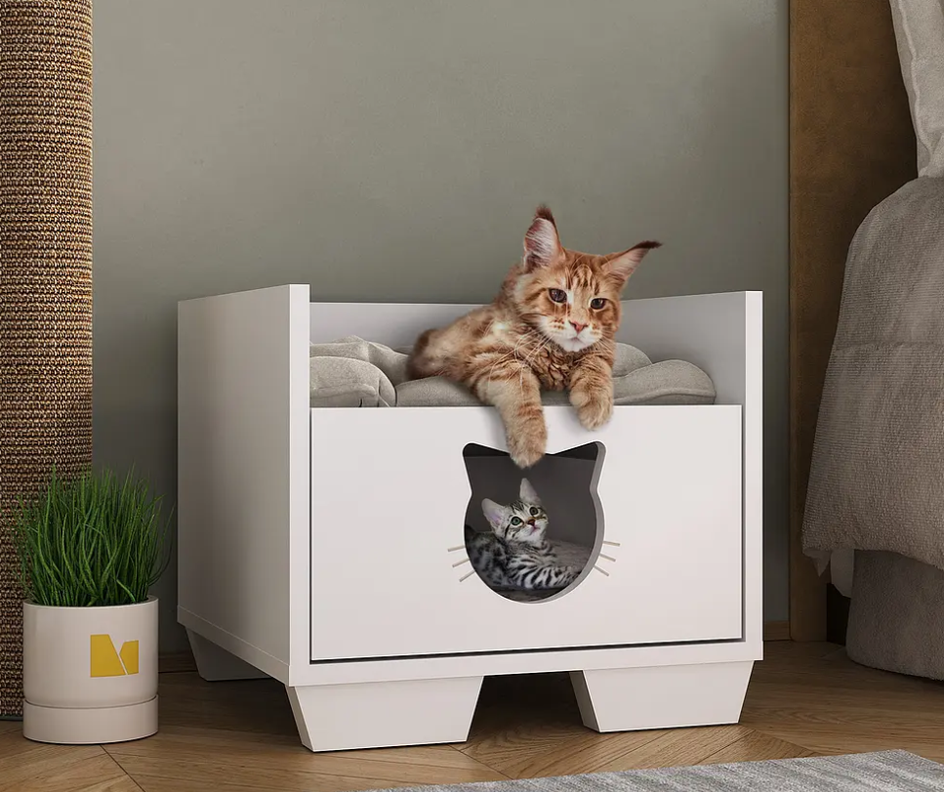 CAMA CAJONERA PETS GATITOS BLANCA-4