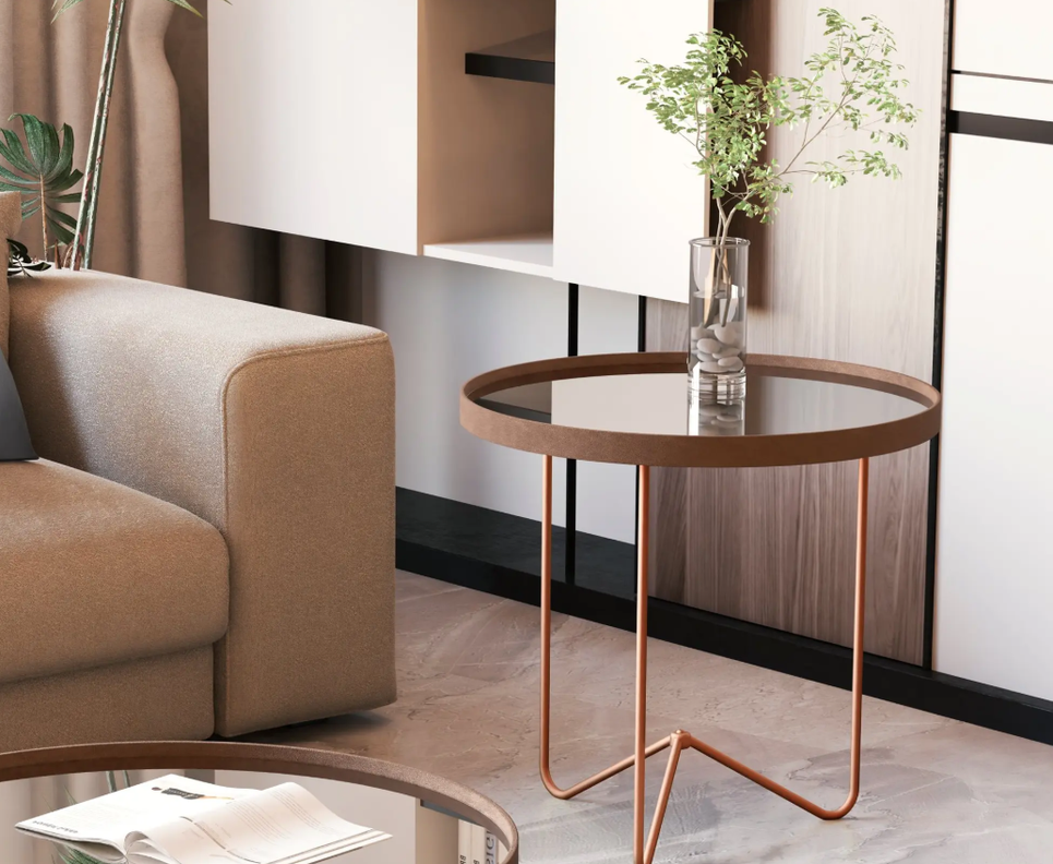 MESA LATERAL REDONDA BRONCE-2