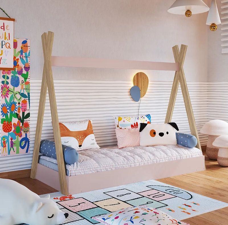 CAMA INFANTIL MONTESSORI ROSADO-3