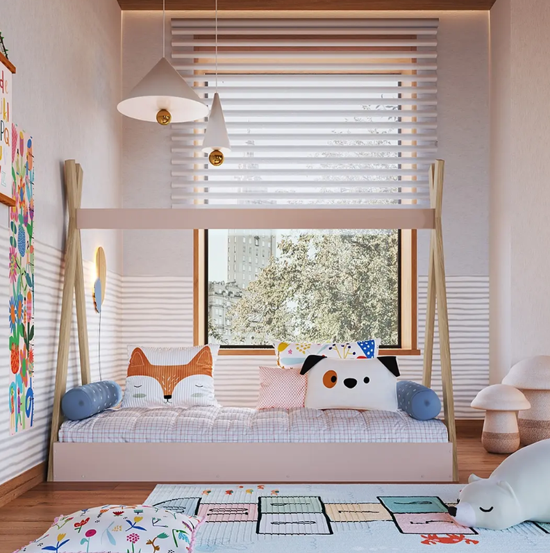 CAMA INFANTIL MONTESSORI ROSADO-4