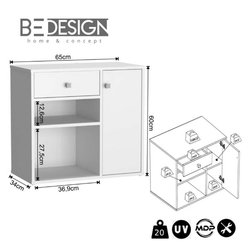 MUEBLE MULTIUSO CON PUERTA Y CAJÓN BLANCO RAVENA EMOVELL-2