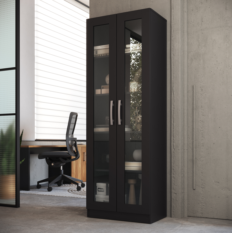 VITRINA 2 PUERTAS DE VIDRIO NEGRO EMOVELL-2