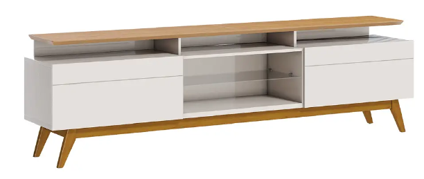 RACK TV STAND CLASSIC PLUS 11933 1.8 CAJONES BLANCO/CARAMELO-0