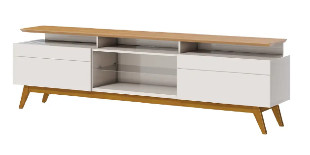 RACK TV STAND CLASSIC PLUS 11933 1.8 CAJONES BLANCO/CARAMELO-1