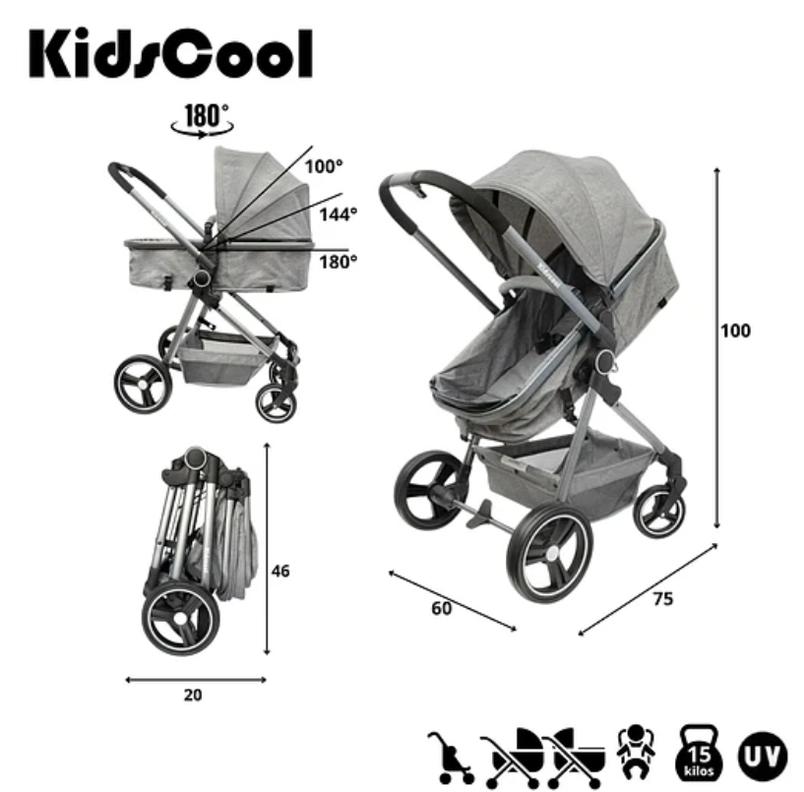 COCHE CUNA CITY COMPACT GRIS-5