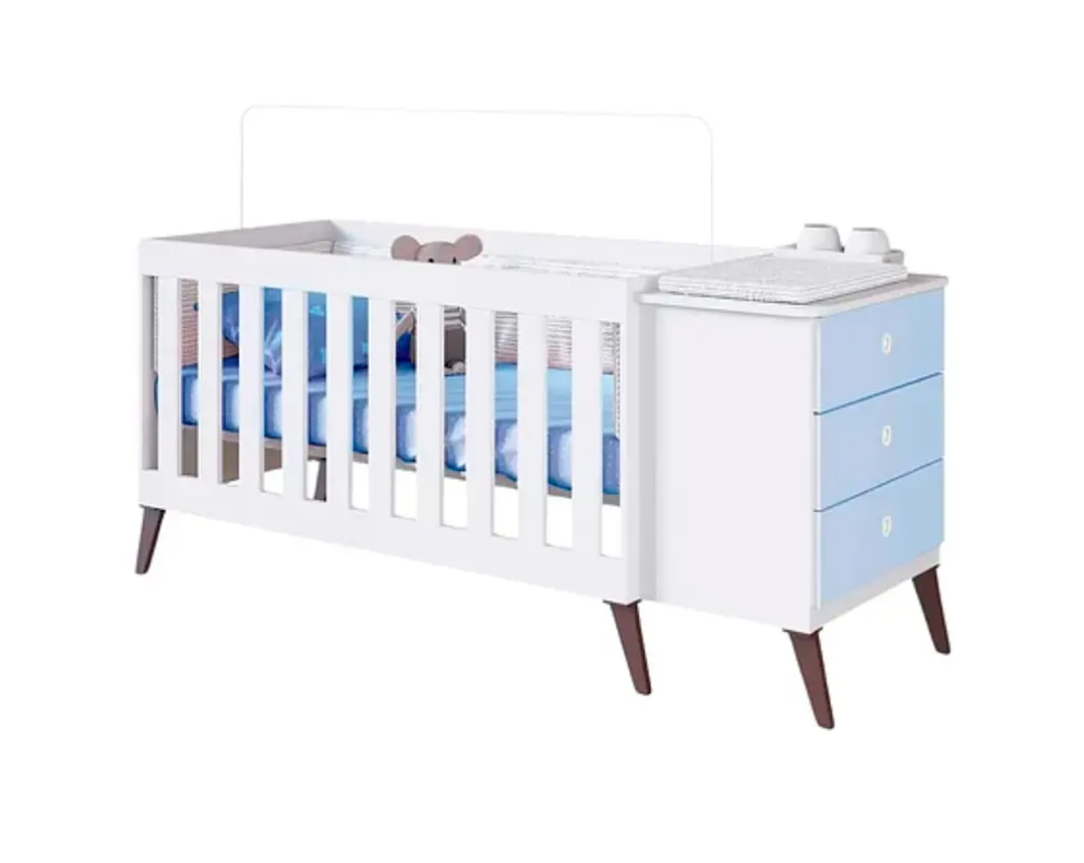 Cuna Con Cajonera Encanto Azul