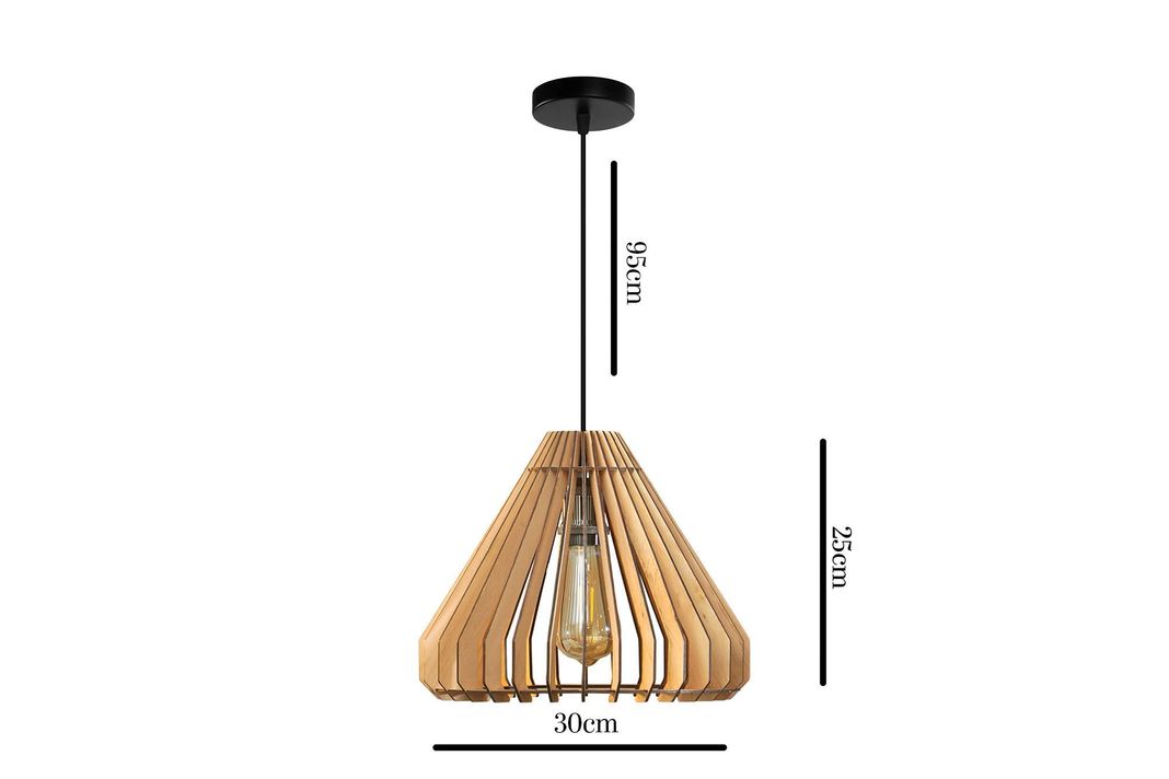 Lámpara Techo Madera Minimalista Con Ampolleta-2