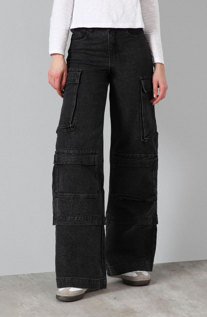Pantalon Cargo Bolsillos Negro R Mujer Raindoor 32