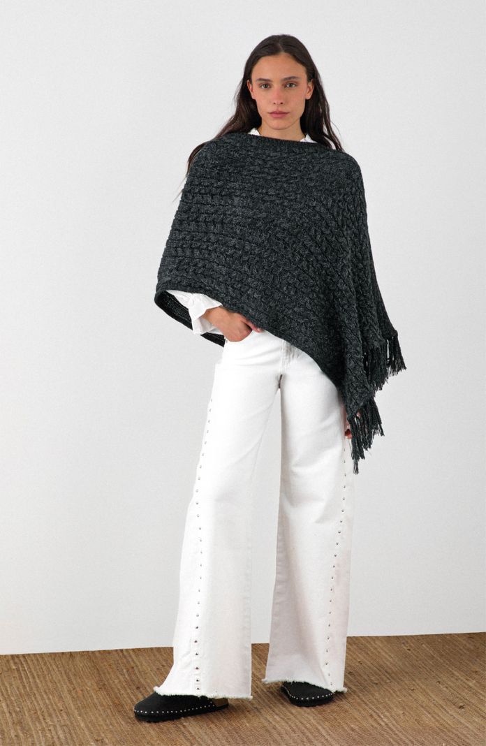 Poncho Flecos Gris Mujer Raindoor