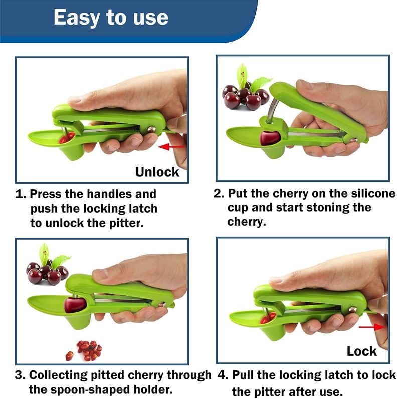 Deshuesador De Cerezas Cherry Pitter Tool Verde Lima-2