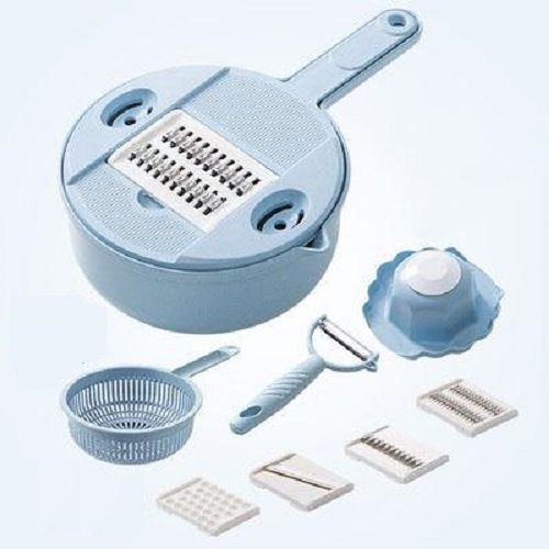 Picador Rallador Cortador Multiuso Frutas Verduras Vegetales Celeste-1