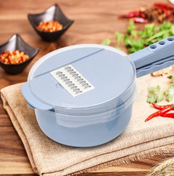 Picador Rallador Cortador Multiuso Frutas Verduras Vegetales Celeste-3