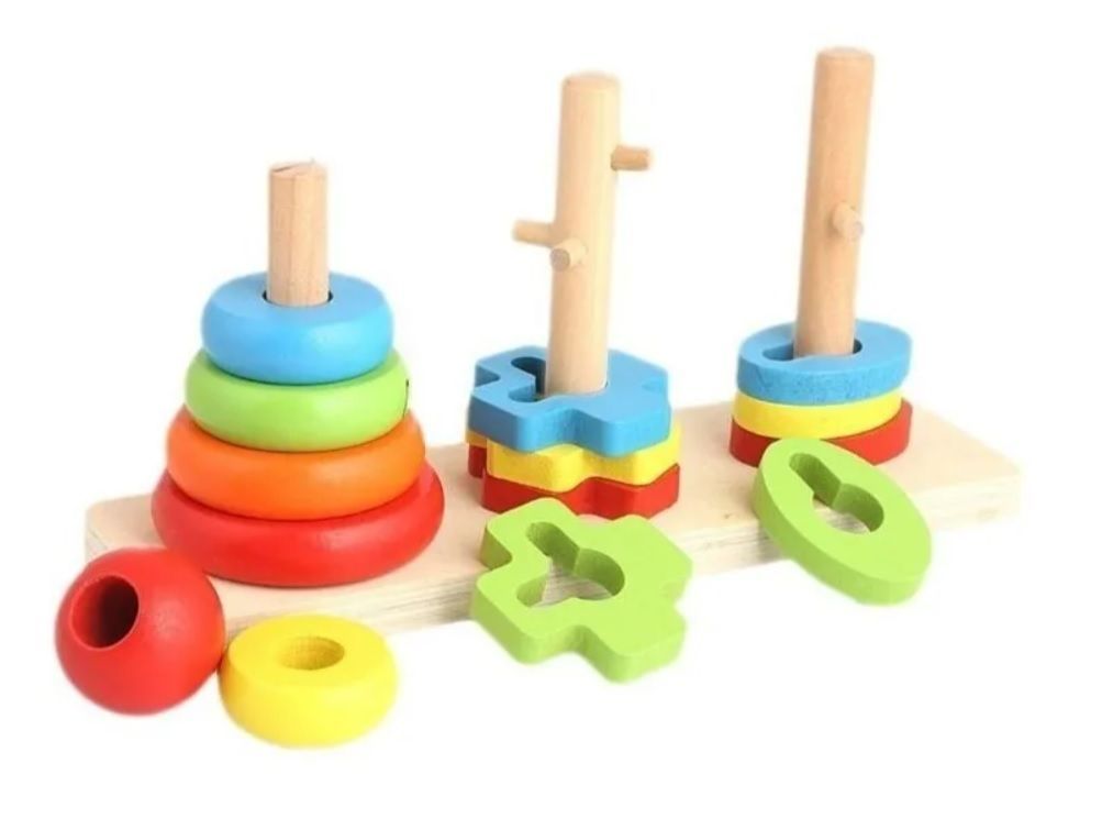Juguete Didáctico Torres De Madera + Encaje Montessori-1
