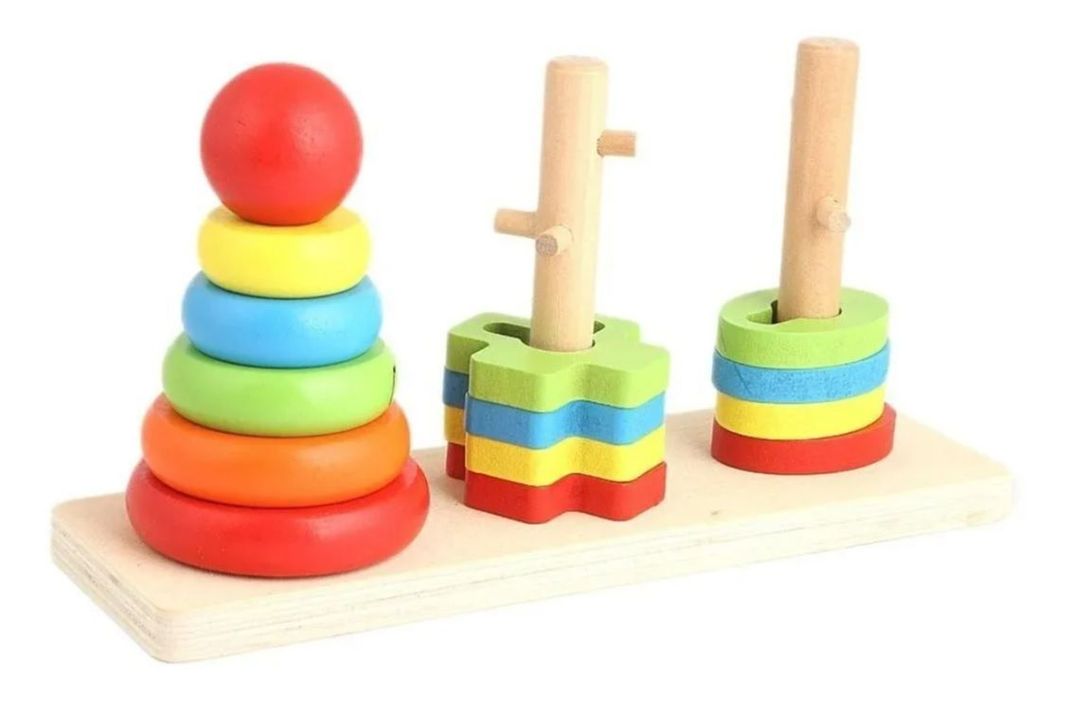 Juguete Didáctico Torres De Madera + Encaje Montessori-0