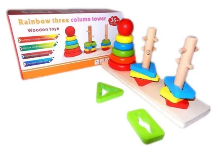 Juguete Didáctico Torres De Madera + Encaje Montessori-4