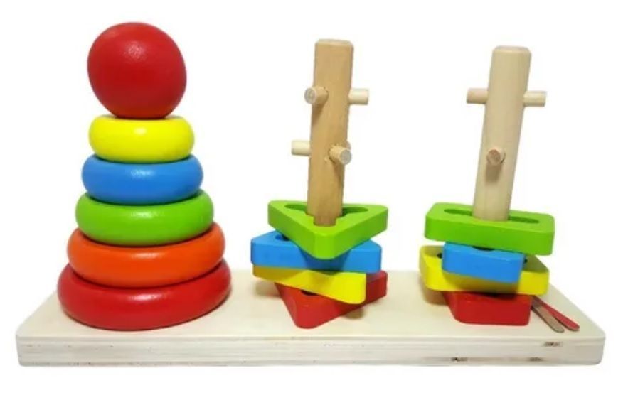 Juguete Didáctico Torres De Madera + Encaje Montessori-2