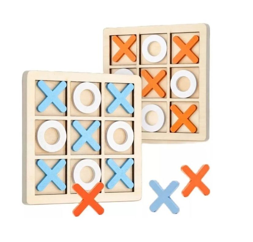Juego De Mesa Clásico Juego Del Gato En Madera X y 0-0