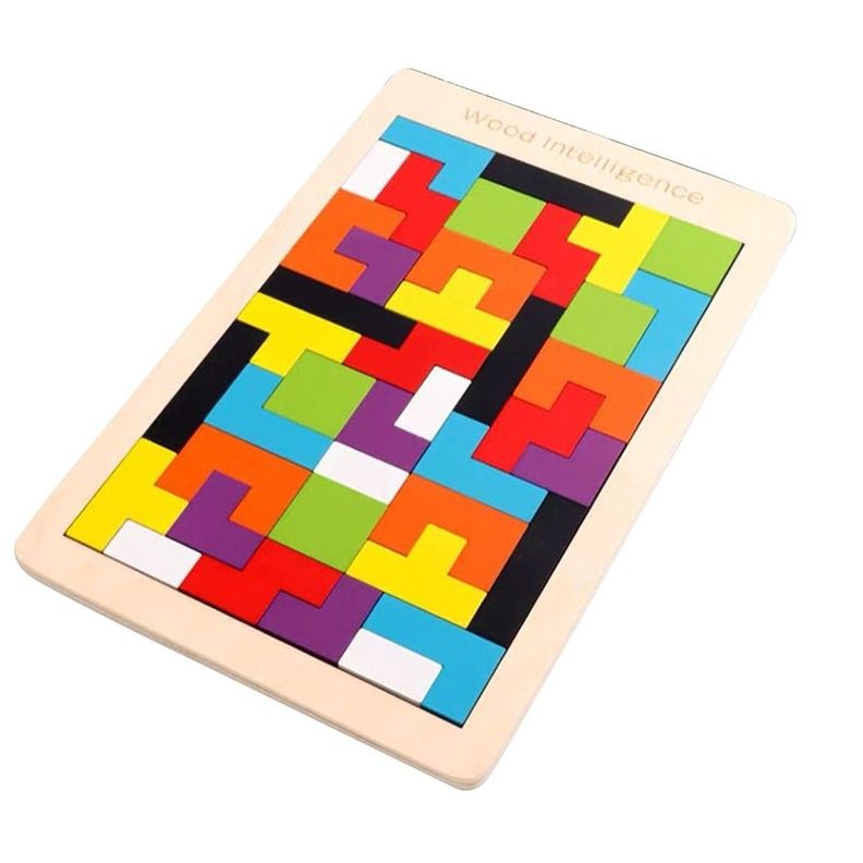 Tetris Portátil De Madera Rompecabezas Mediano-1