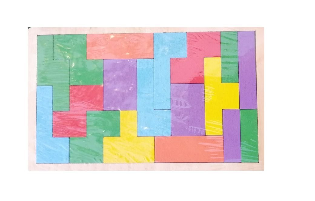 Tetris Portátil De Madera Rompecabezas Mediano-0