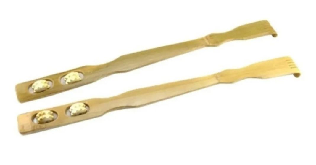 Pack De 2 Rasca Espalda Madera Bambu Con Masajeador Rascador-1