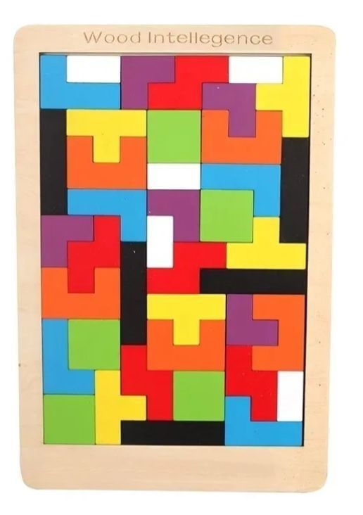 Tetris Portátil De Madera Rompecabezas-0