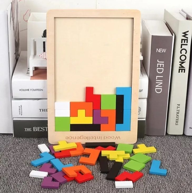 Tetris Portátil De Madera Rompecabezas-1