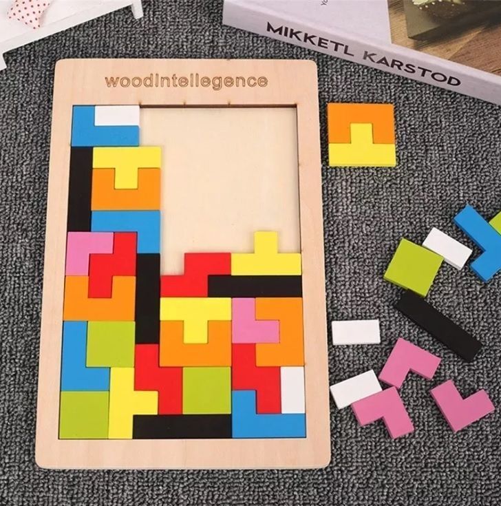 Tetris Portátil De Madera Rompecabezas-6