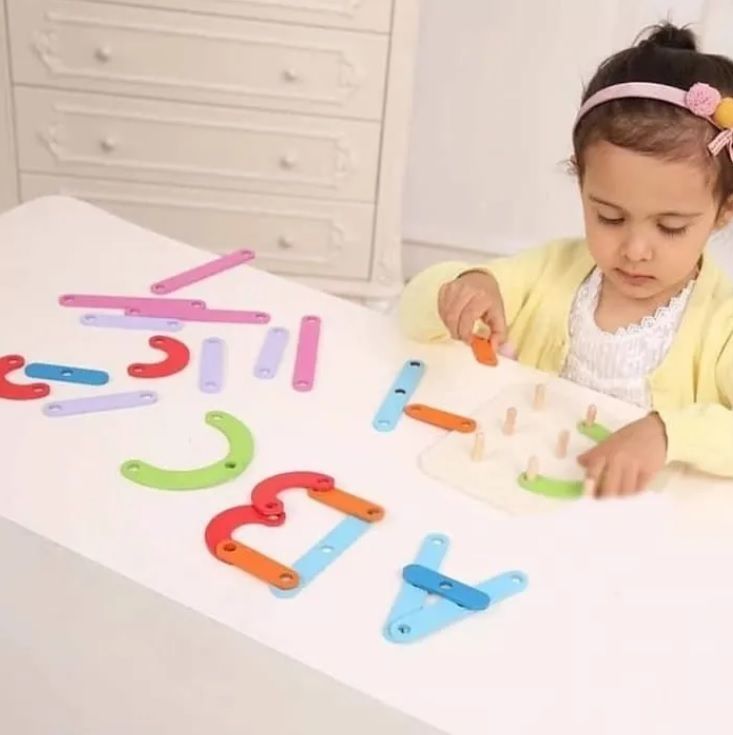 Puzzle Niños Encaje Madera Con Forma Letras Y Números-1