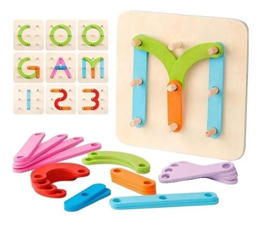 Puzzle Niños Encaje Madera Con Forma Letras Y Números-0