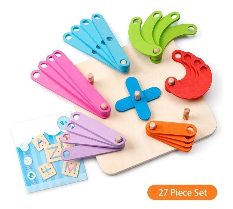 Puzzle Niños Encaje Madera Con Forma Letras Y Números-4