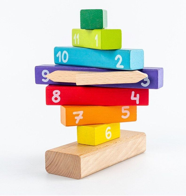 Reloj De Madera Bloques Apilable Didáctico Montessori-0