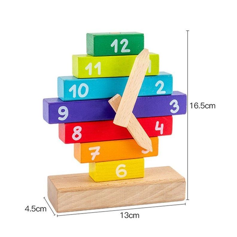 Reloj De Madera Bloques Apilable Didáctico Montessori-1