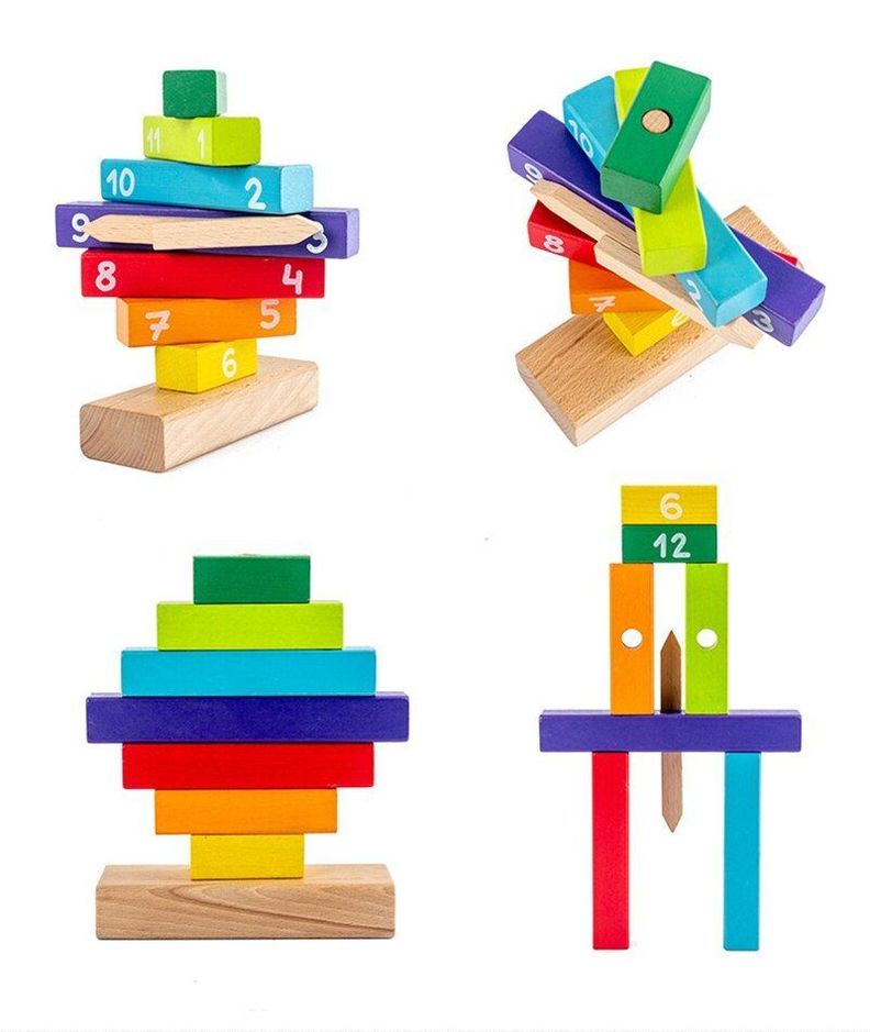 Reloj De Madera Bloques Apilable Didáctico Montessori-3