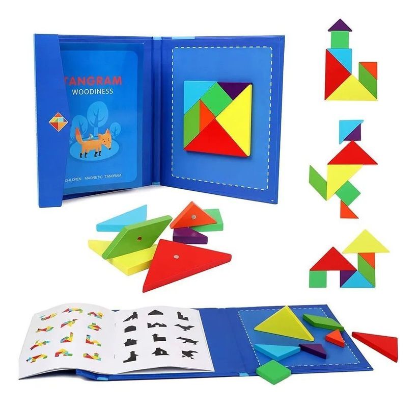 Juego Didactico Tangrama 3d Rompecabezas Magnetico 22x19 Cms Azul