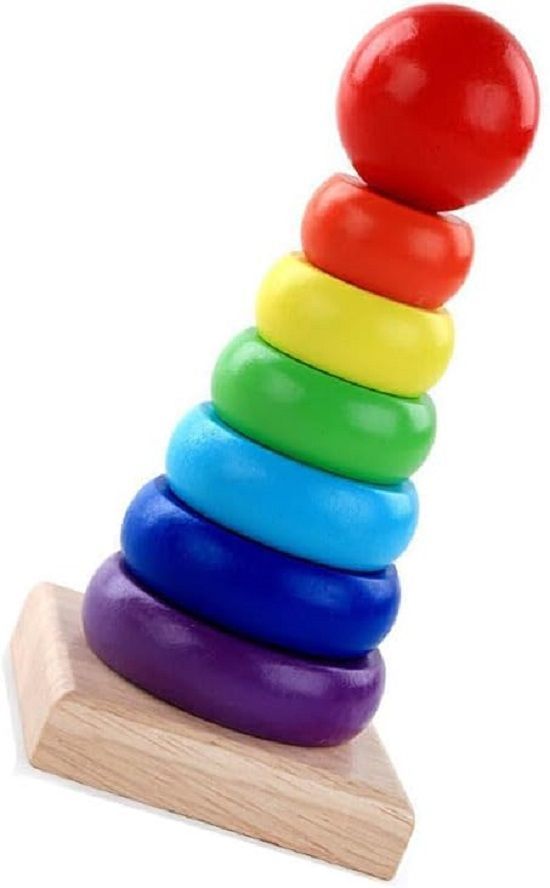 Torre Chica De Madera Juguete Montessori Arco Iris-0