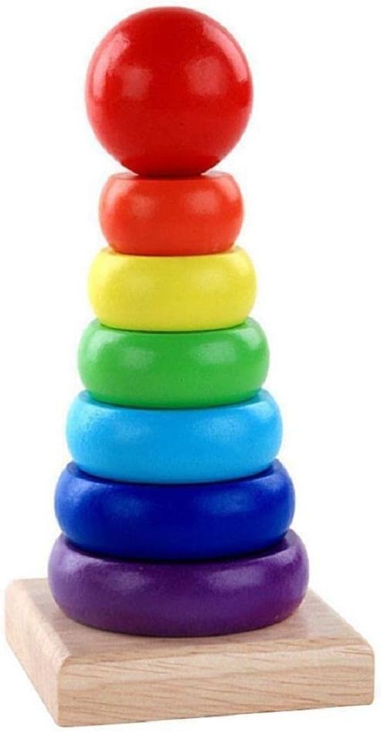 Torre Chica De Madera Juguete Montessori Arco Iris-1