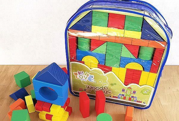 Mochila Bloques De Madera Didáctico Montessori Azul-2